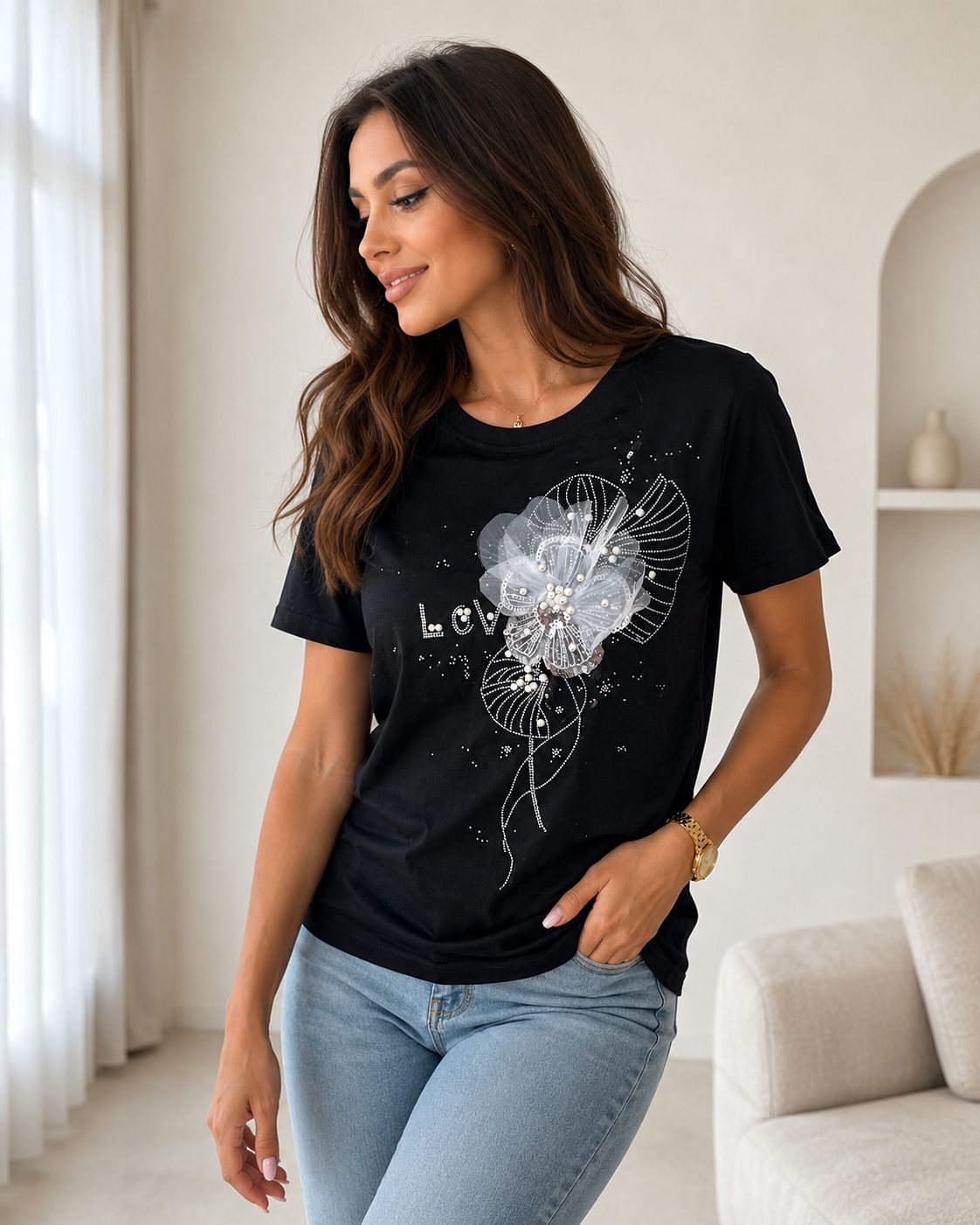 Tricou cu strasuri Low