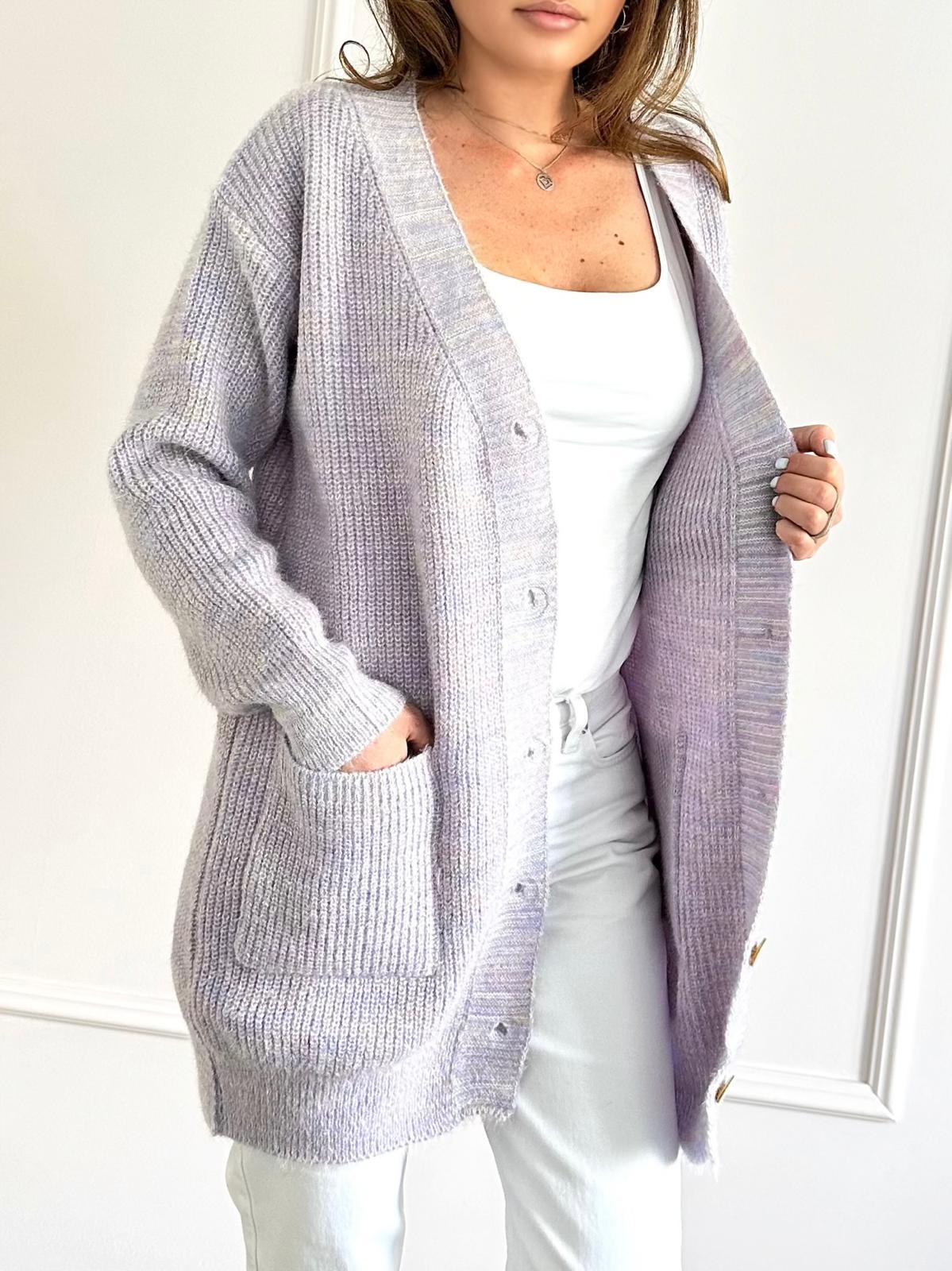 Cardigan cu nasturi din tricot pufos Andra