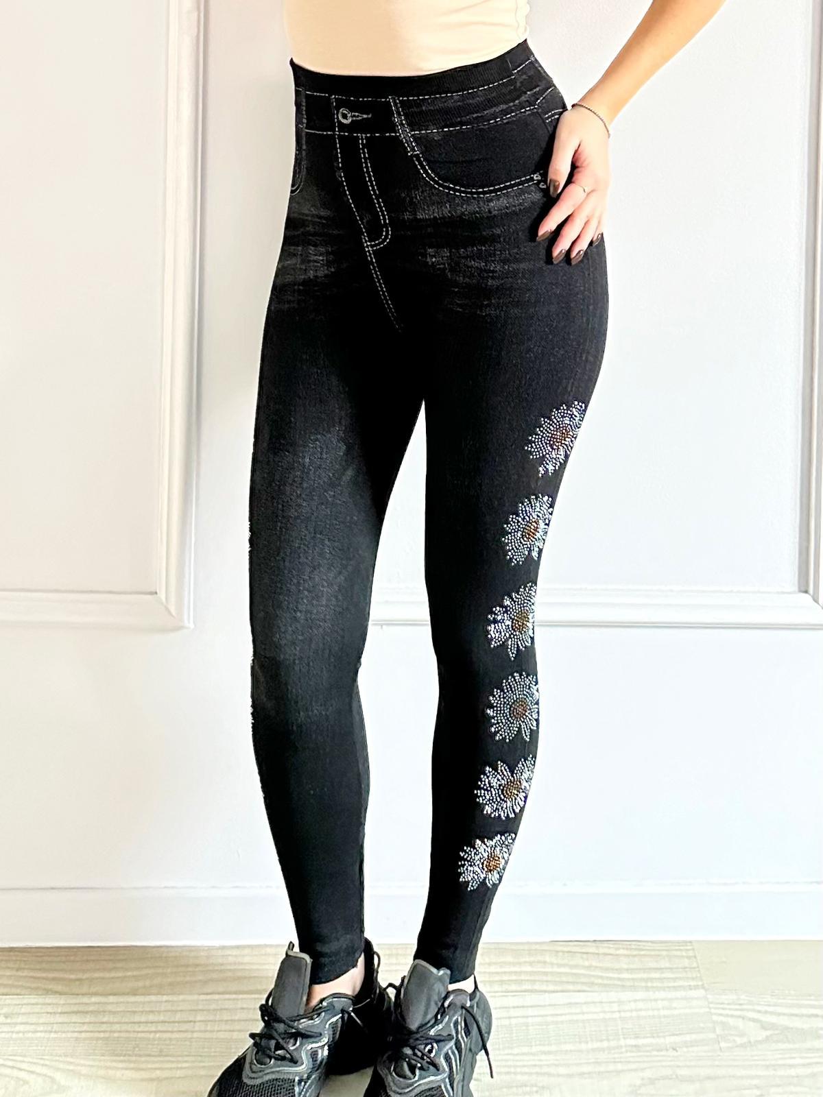 Colanți vătuiți, elastici, talie înaltă Deny