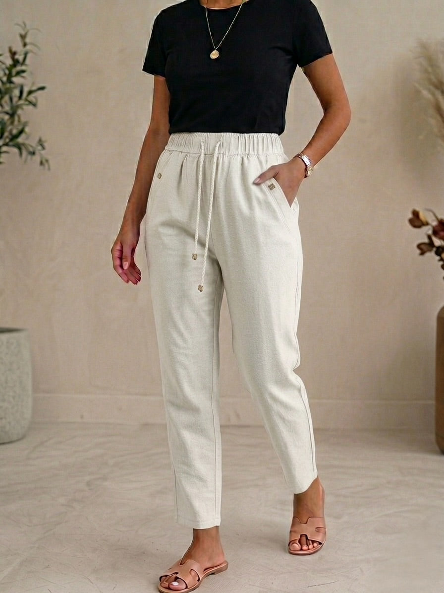 Pantaloni din in elastic Ziana