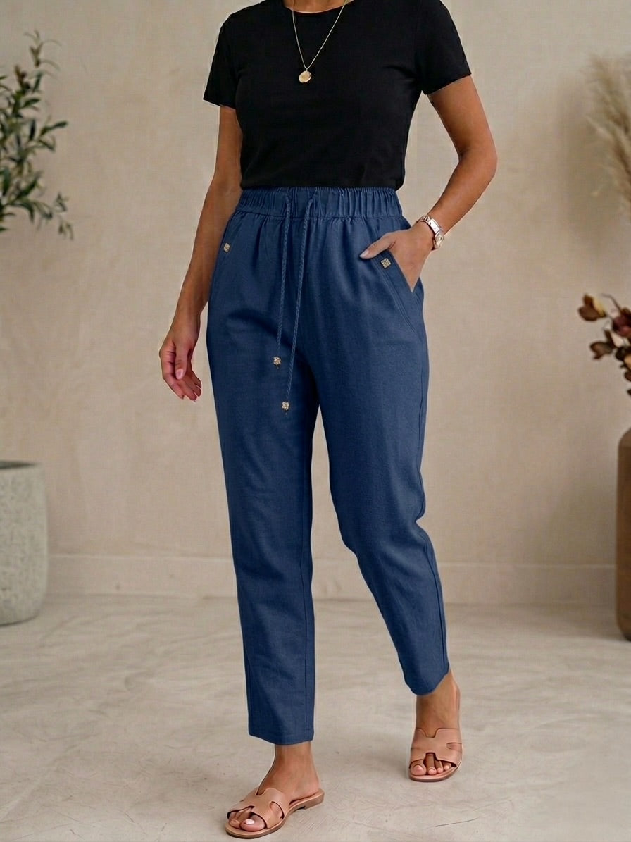 Pantaloni din in elastic Ziana