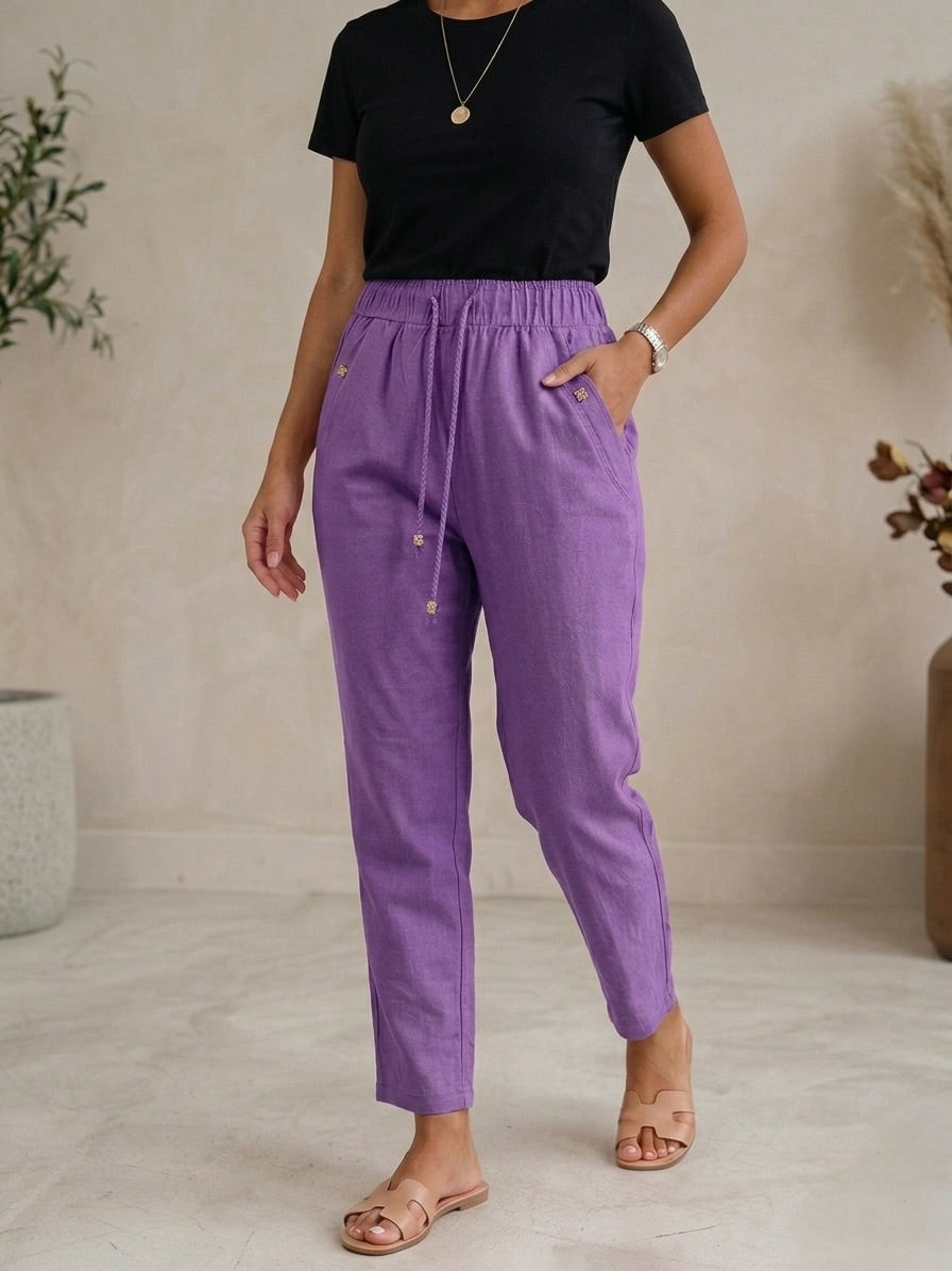 Pantaloni din in elastic Ziana