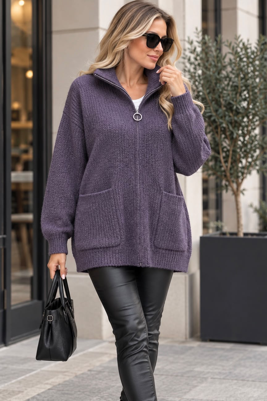 Cardigan tricotat cu fermoar Livia