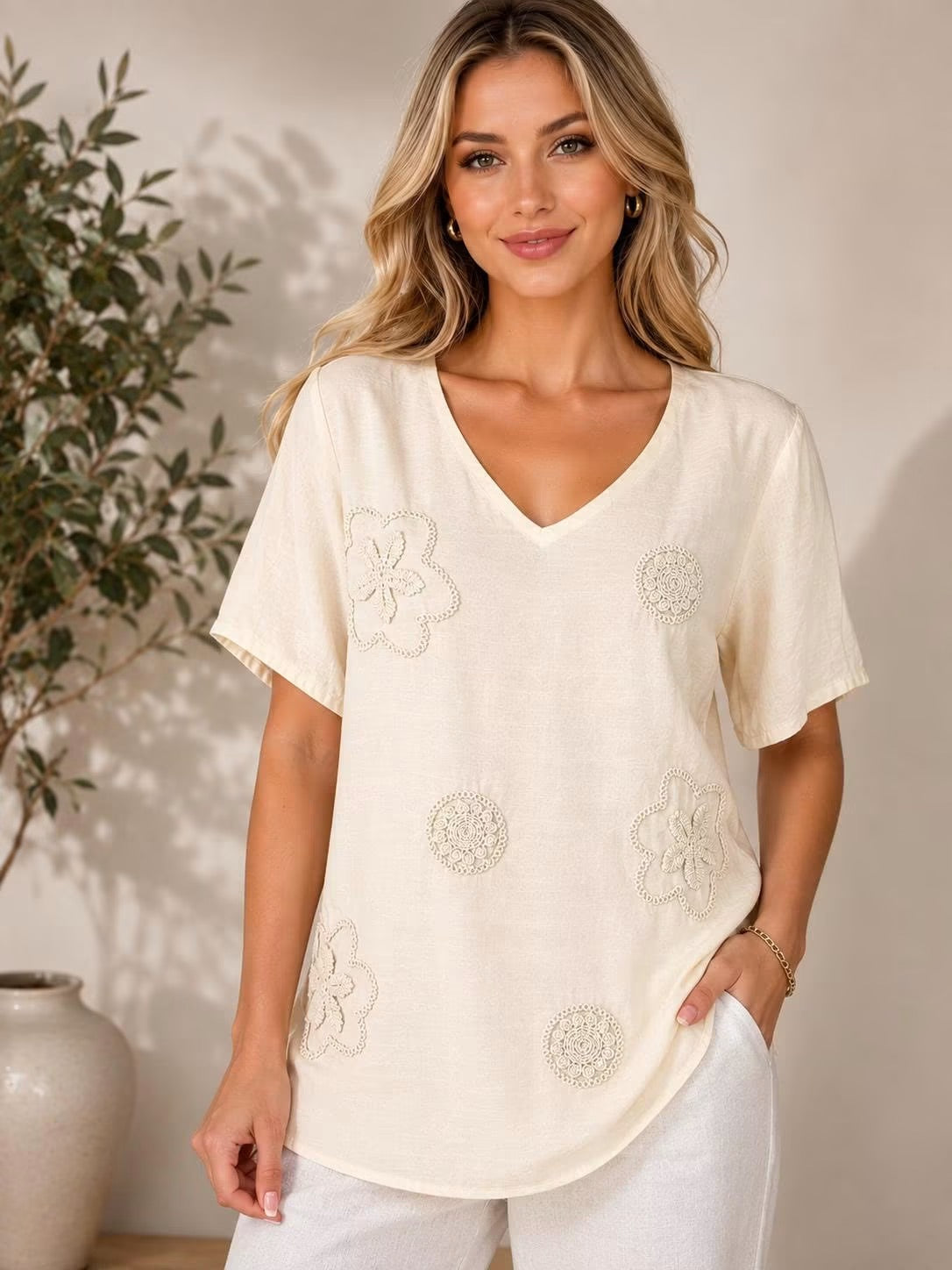 Bluză cu broderie Yona