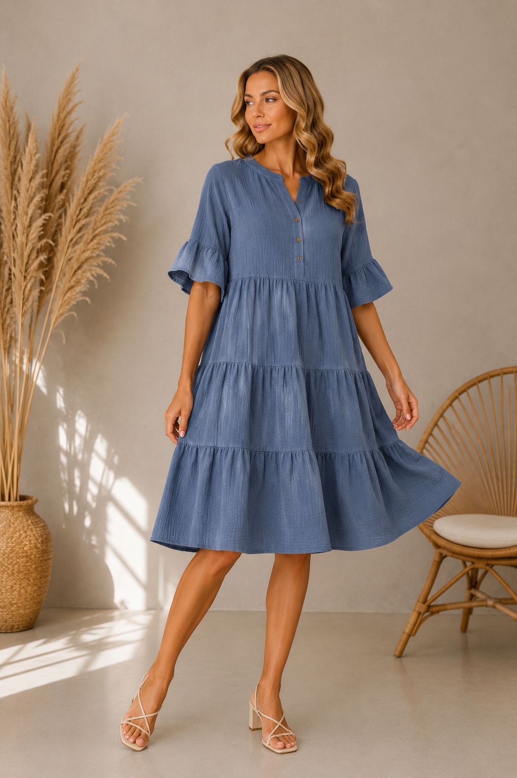 🌿 Sofya – Rochie din material natural