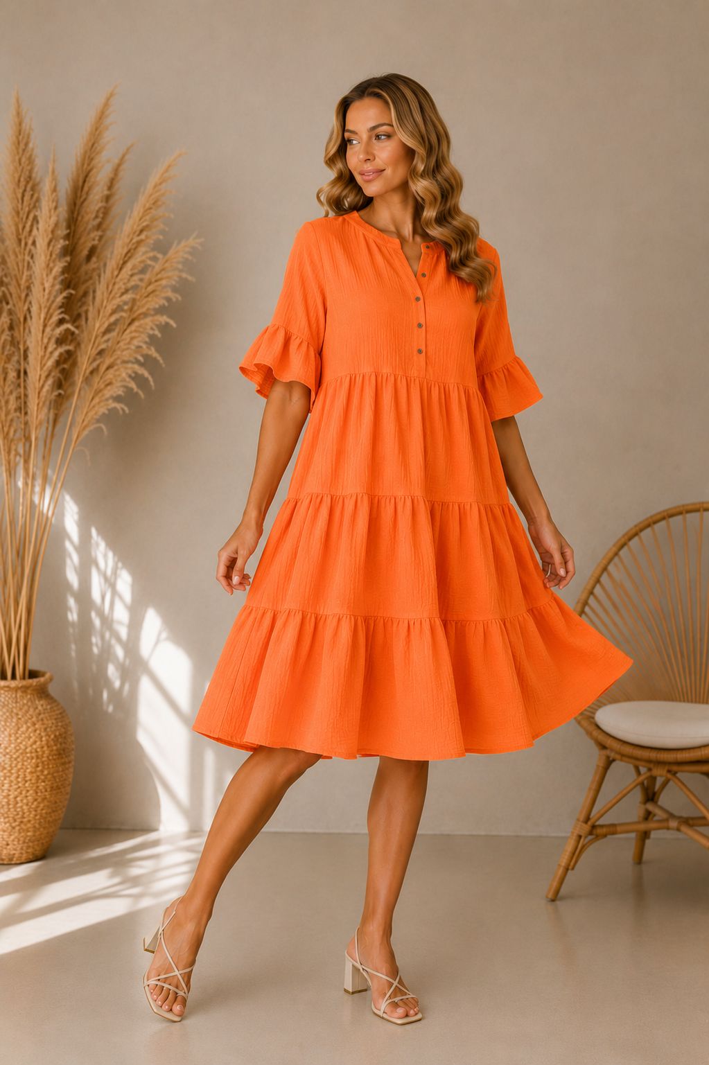 🌿 Sofya – Rochie din material natural
