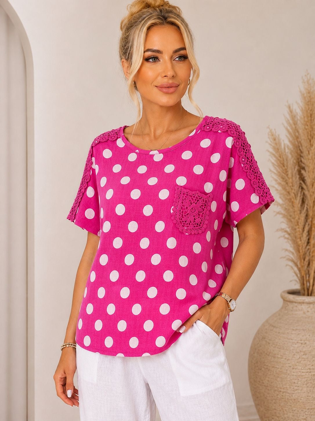 Bluza Bily cu buline și broderie