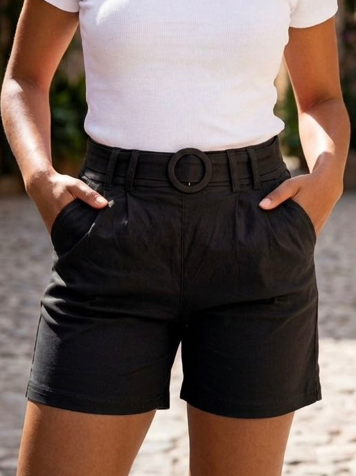 Pantaloni elastici cu accesoriu in talie Jadi