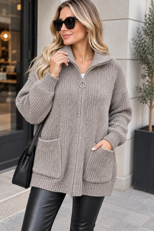 Cardigan tricotat cu fermoar Livia