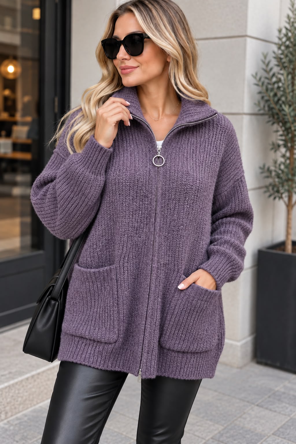 Cardigan tricotat cu fermoar Livia