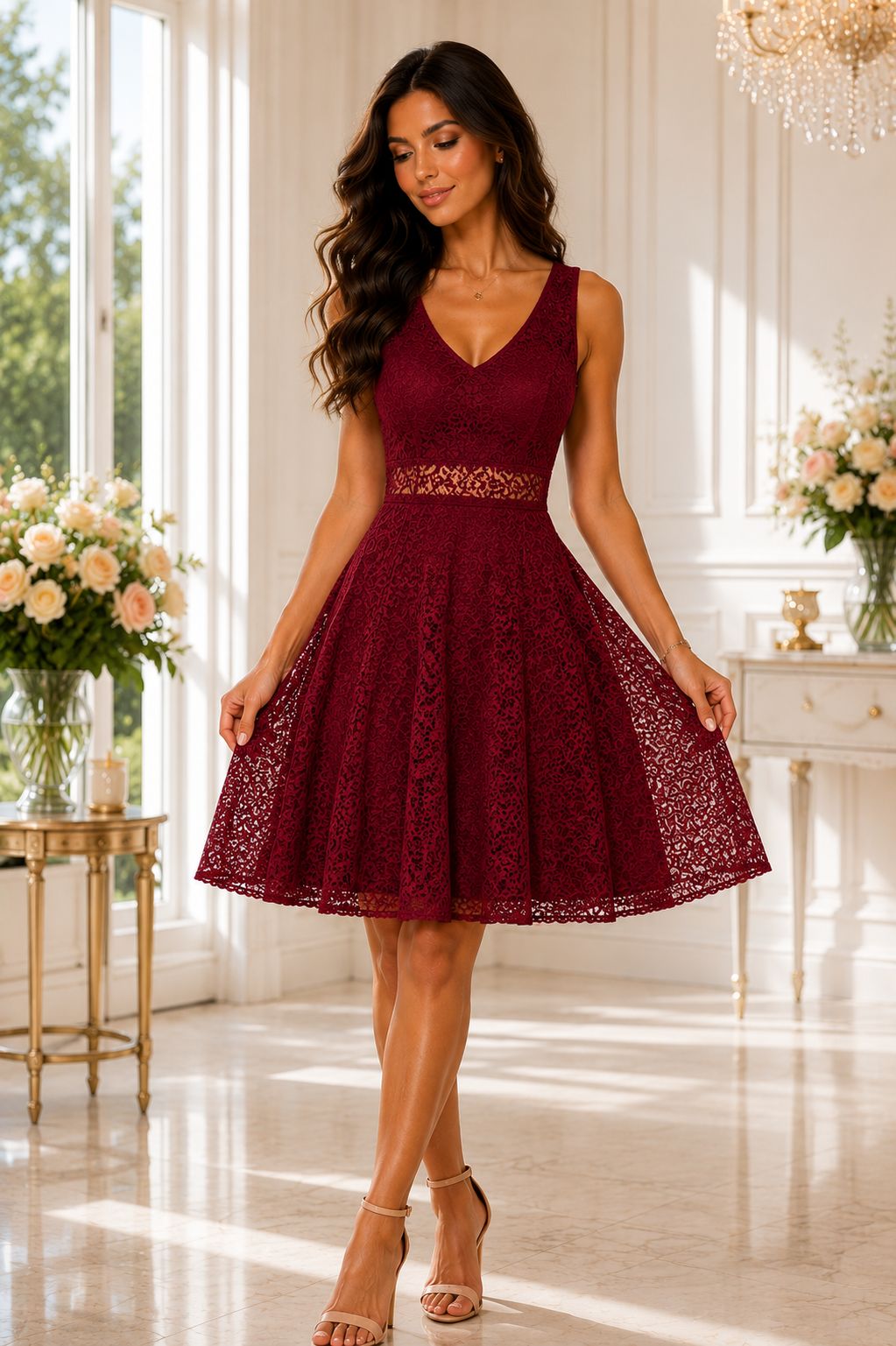 Rochie Bhal din Dantelă Elastică