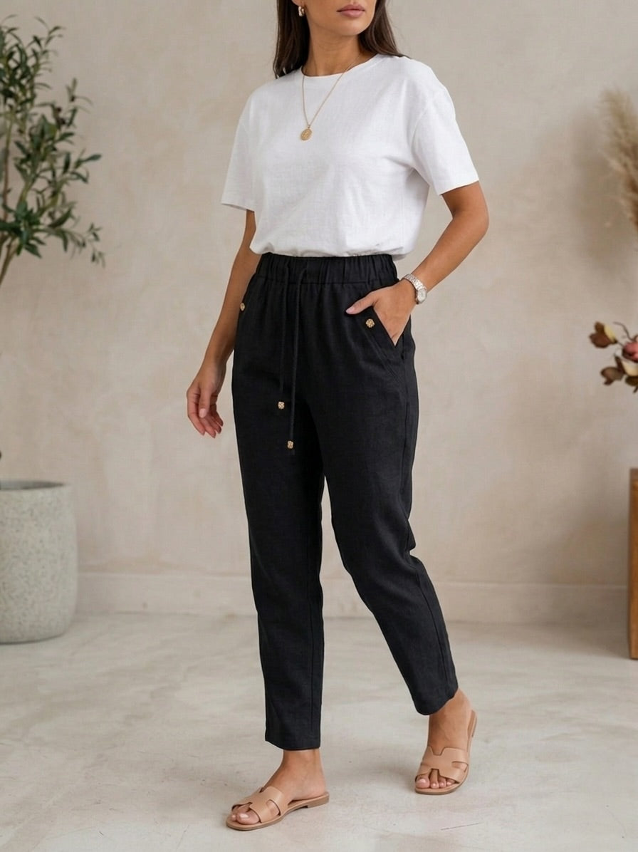 Pantaloni din in elastic Ziana
