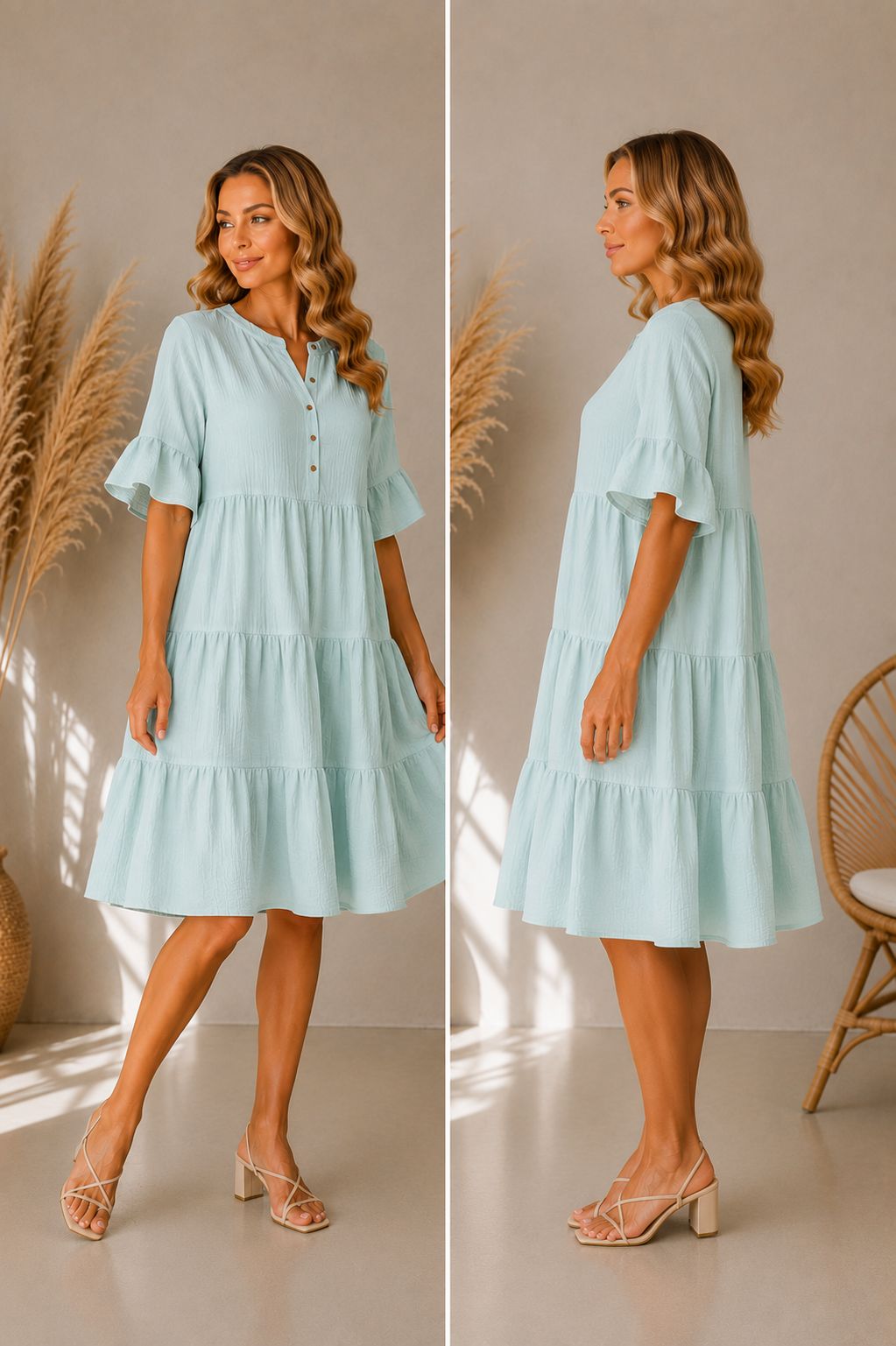 🌿 Sofya – Rochie din material natural