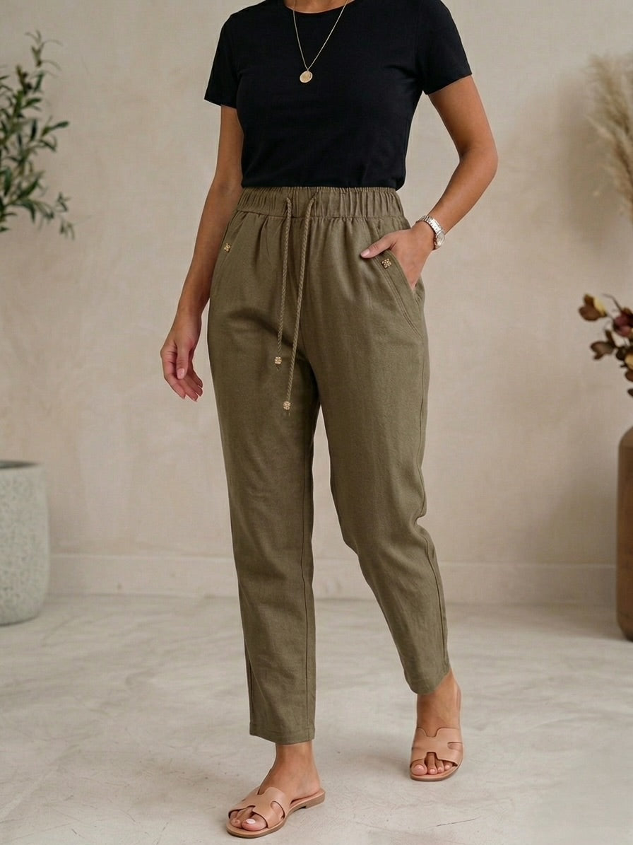 Pantaloni din in elastic Ziana