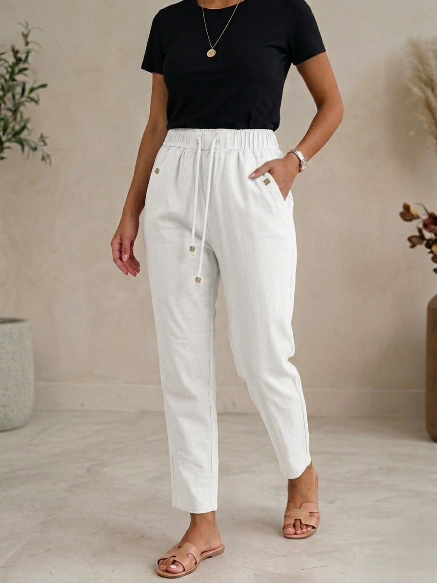 Pantaloni din in elastic Ziana