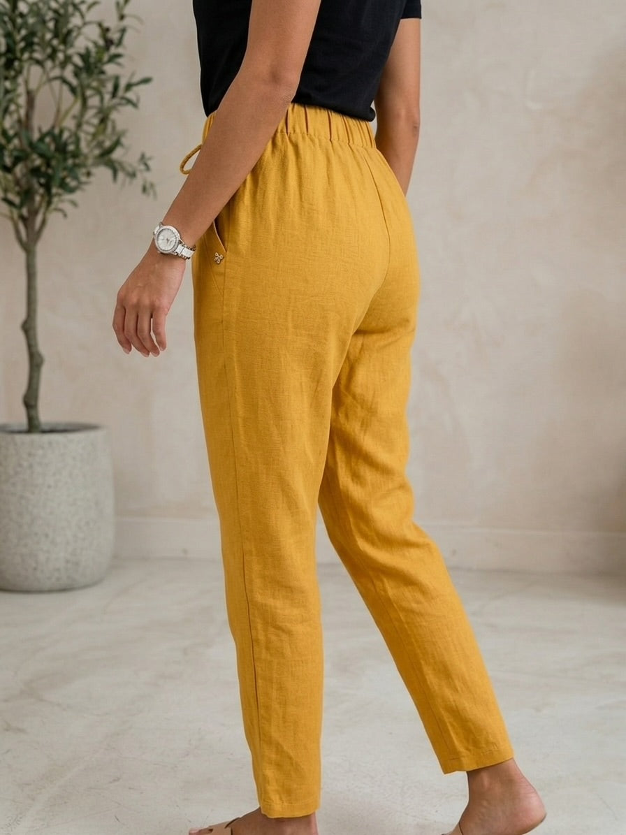 Pantaloni din in elastic Ziana
