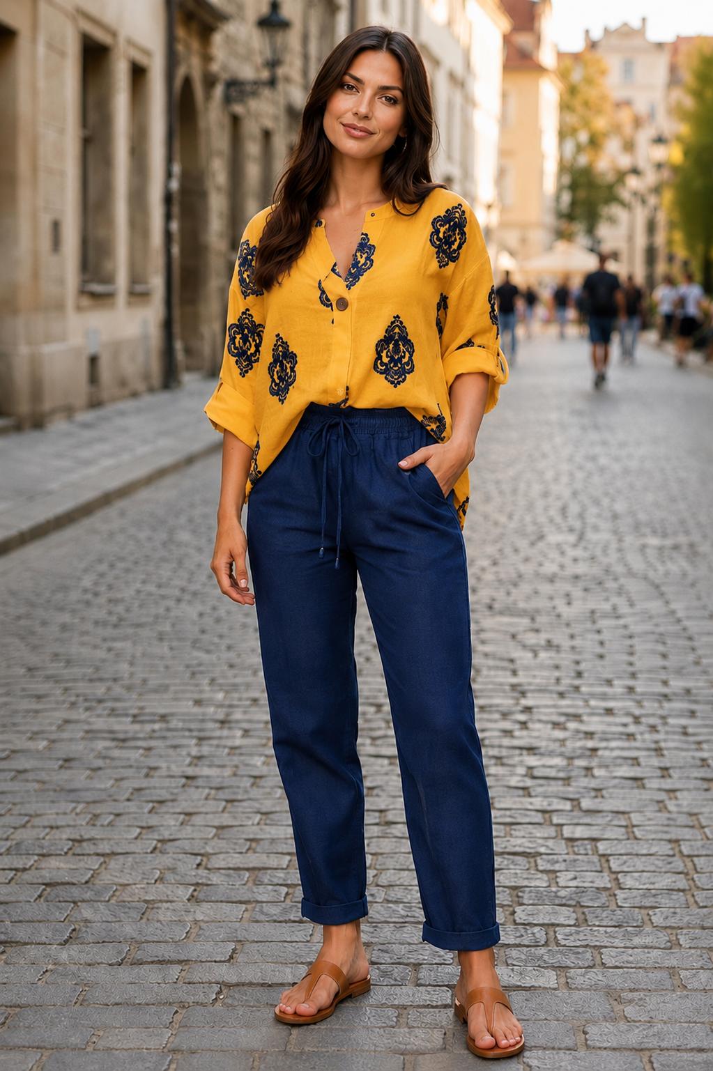 🔆 Set din In „Sany” – Cămașă și Pantaloni 🔆