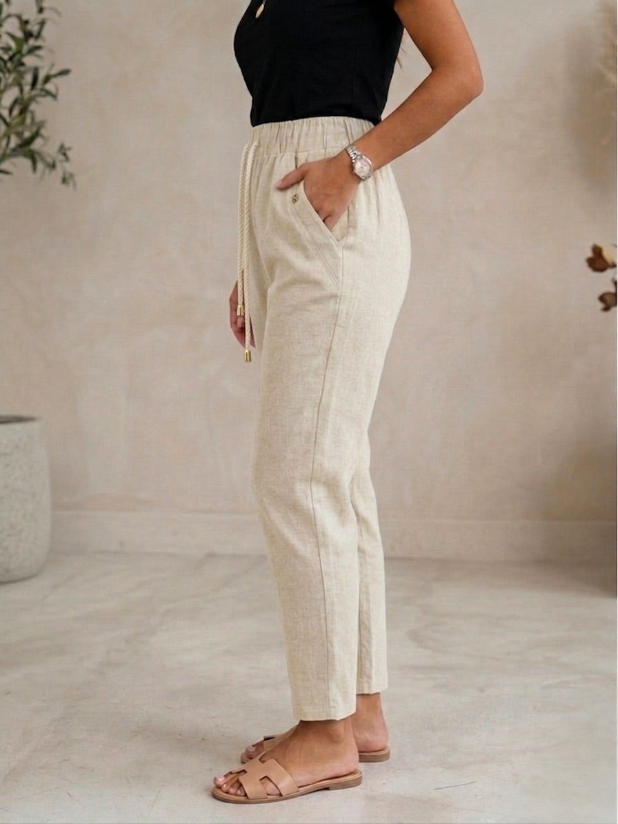 Pantaloni din in elastic Ziana