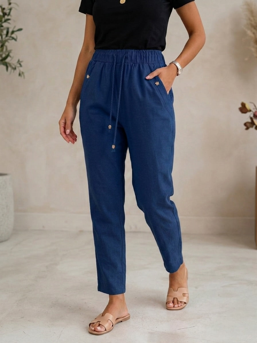 Pantaloni din in elastic Ziana