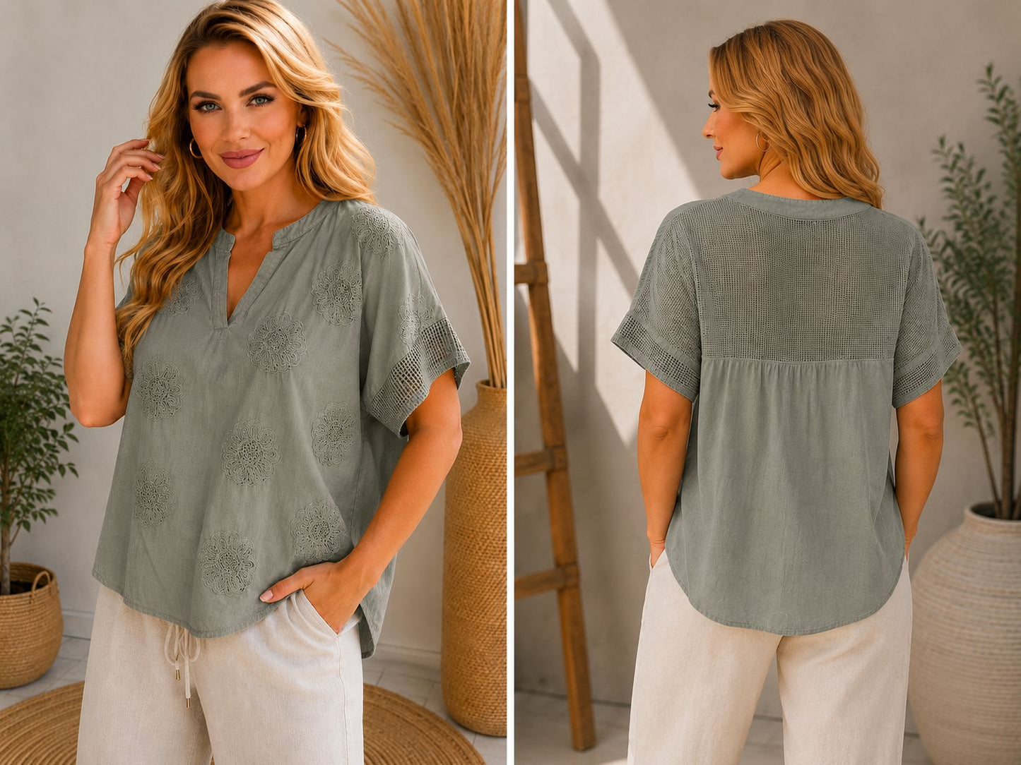 Bluză Jollie - material natural