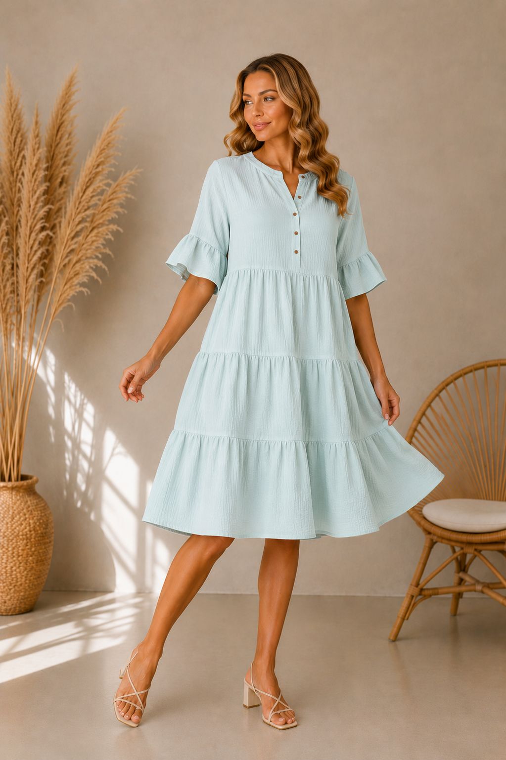🌿 Sofya – Rochie din material natural