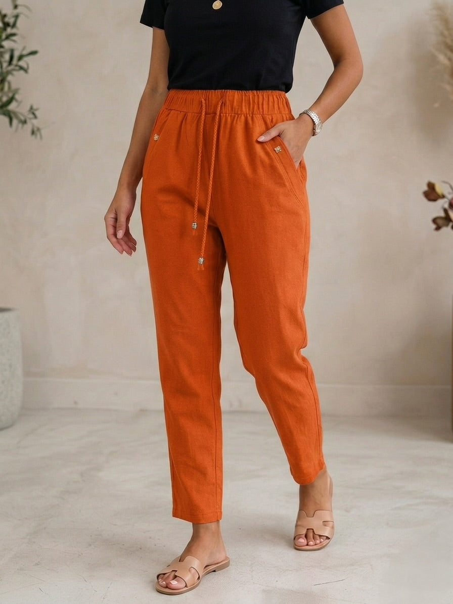 Pantaloni din in elastic Ziana