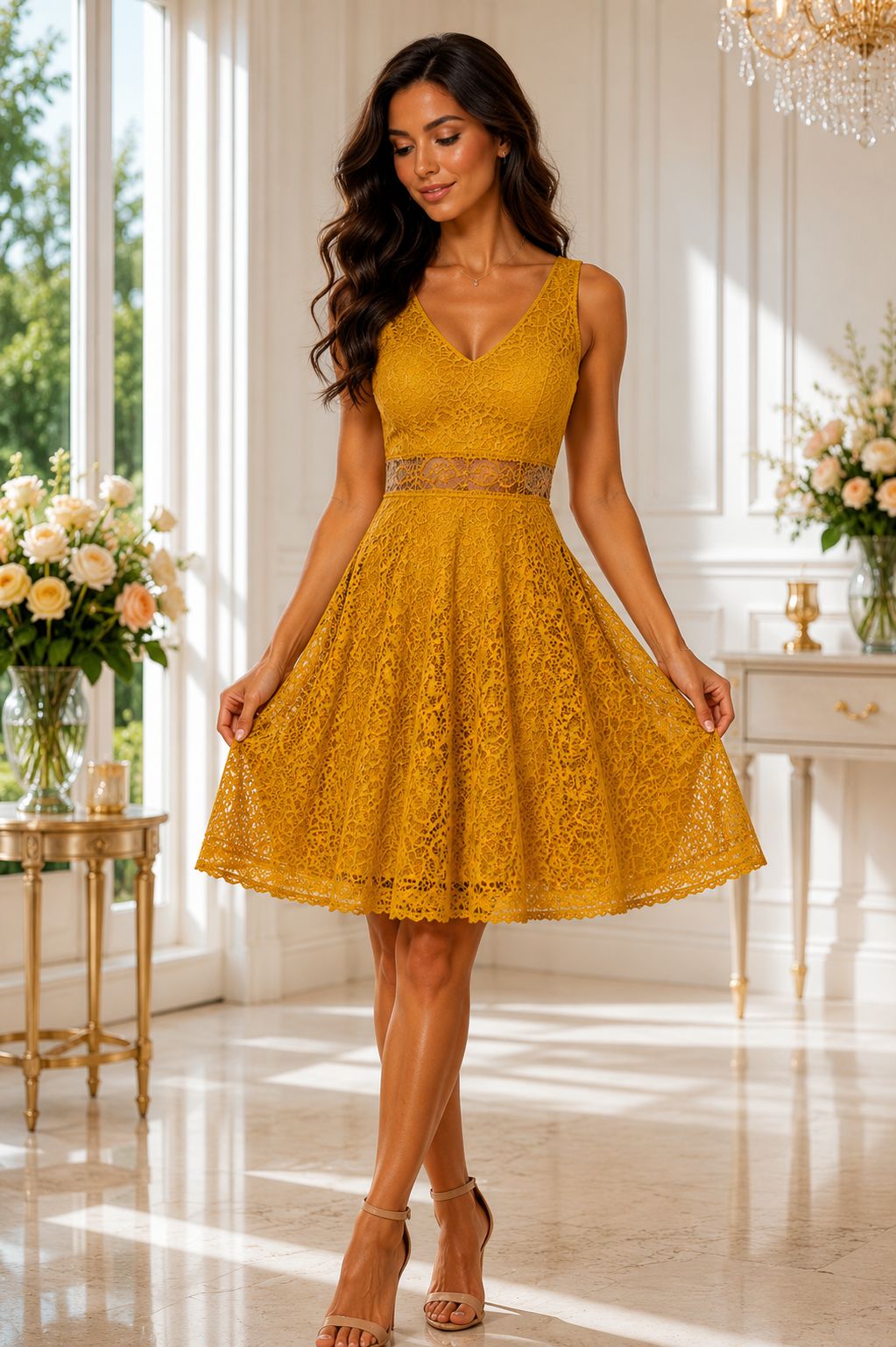 Rochie Bhal din Dantelă Elastică