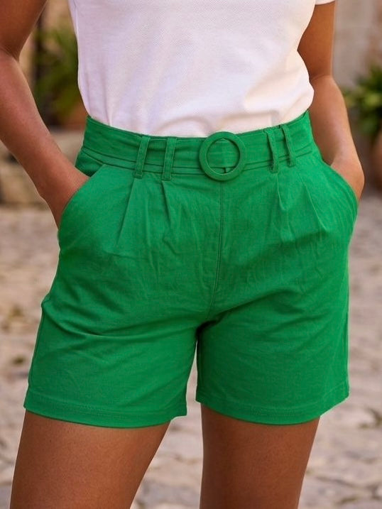 Pantaloni elastici cu accesoriu in talie Jadi