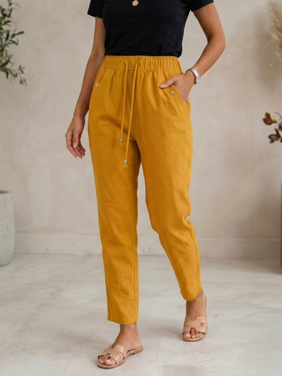 Pantaloni din in elastic Ziana