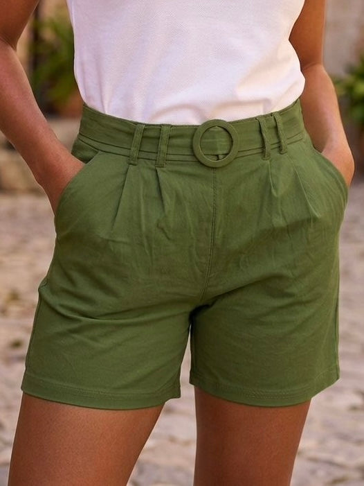 Pantaloni elastici cu accesoriu in talie Jadi
