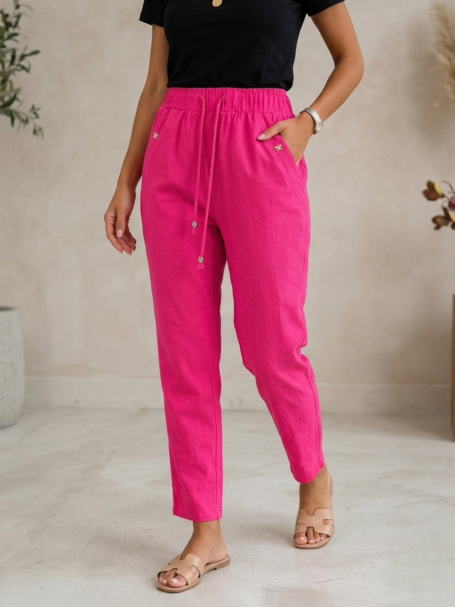 Pantaloni din in elastic Ziana