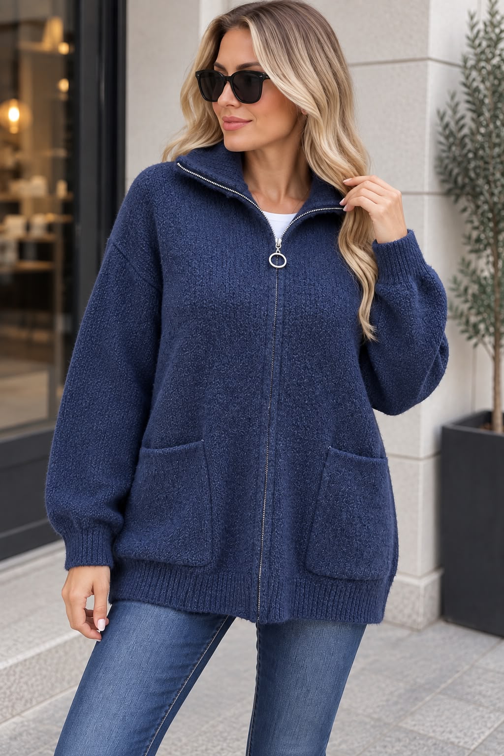 Cardigan tricotat cu fermoar Livia