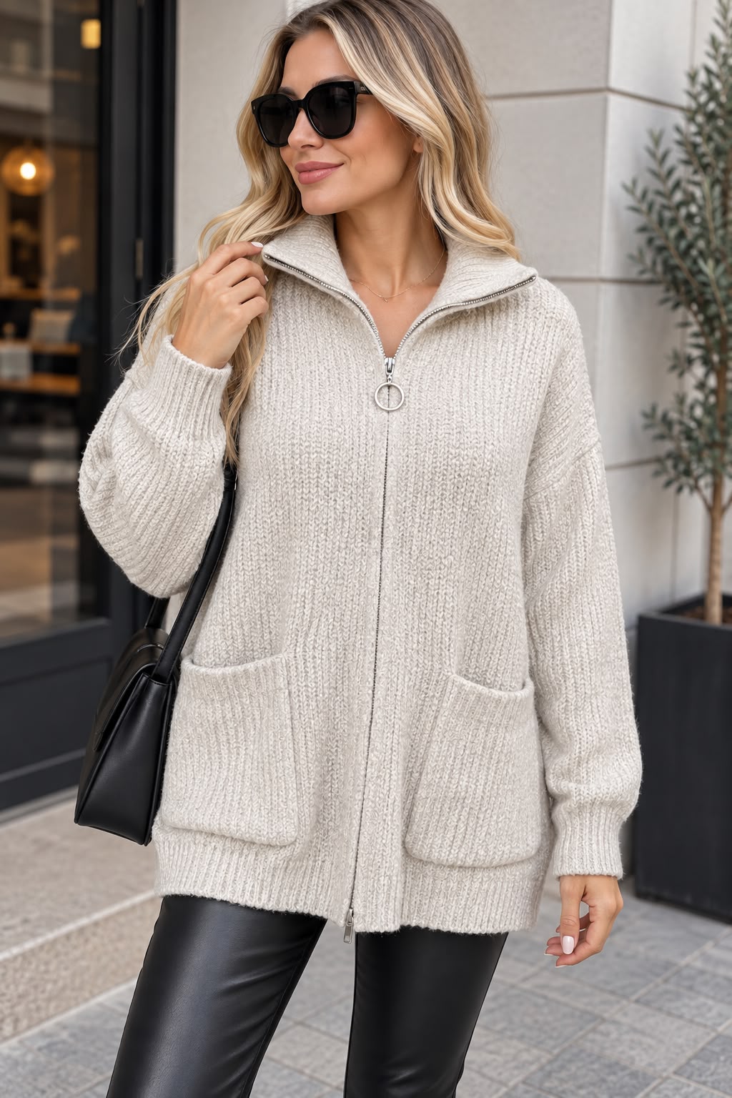 Cardigan tricotat cu fermoar Livia