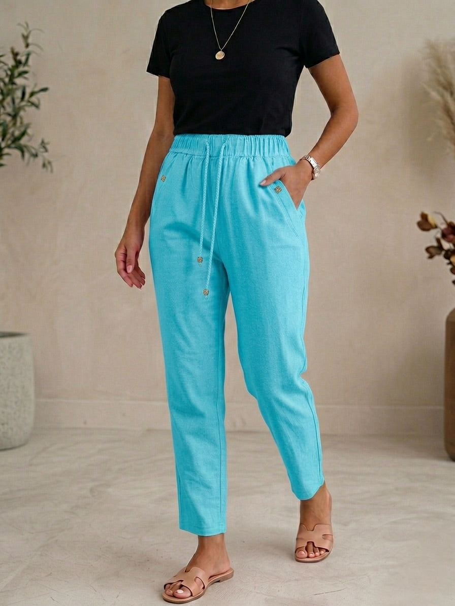 Pantaloni din in elastic Ziana