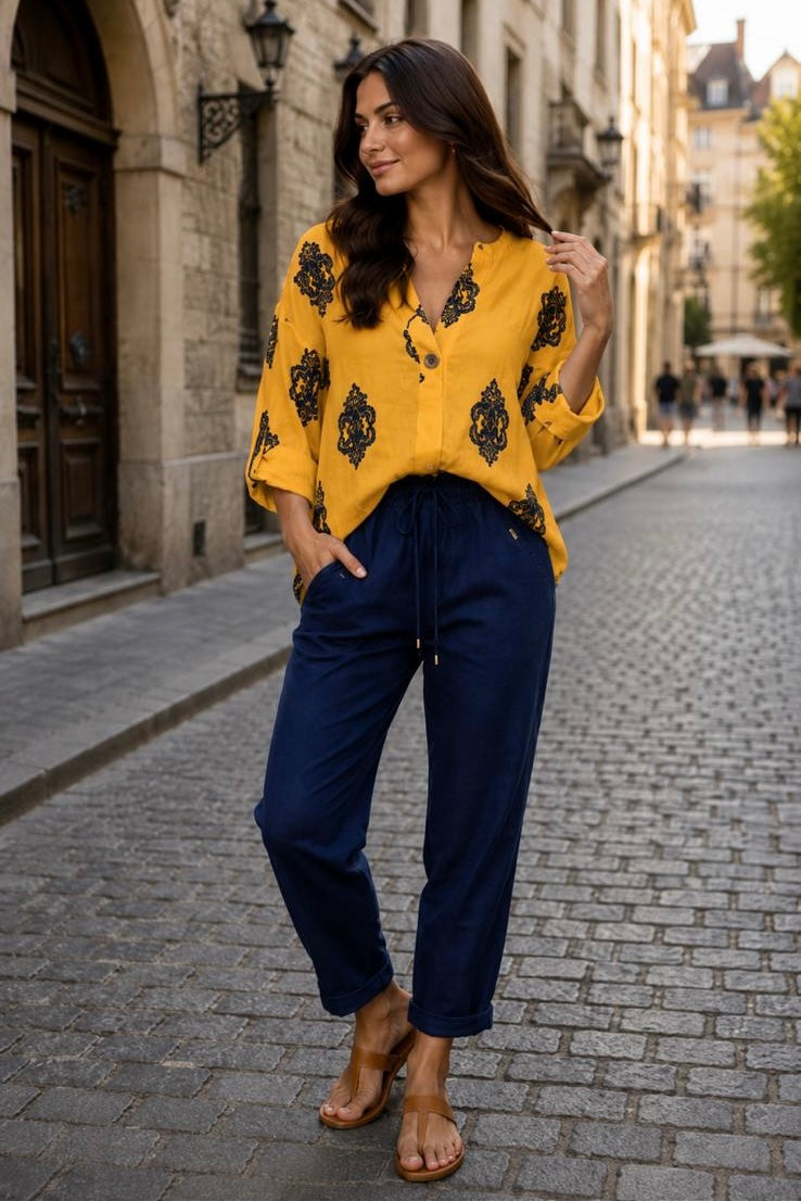 🔆 Set din In „Sany” – Cămașă și Pantaloni 🔆