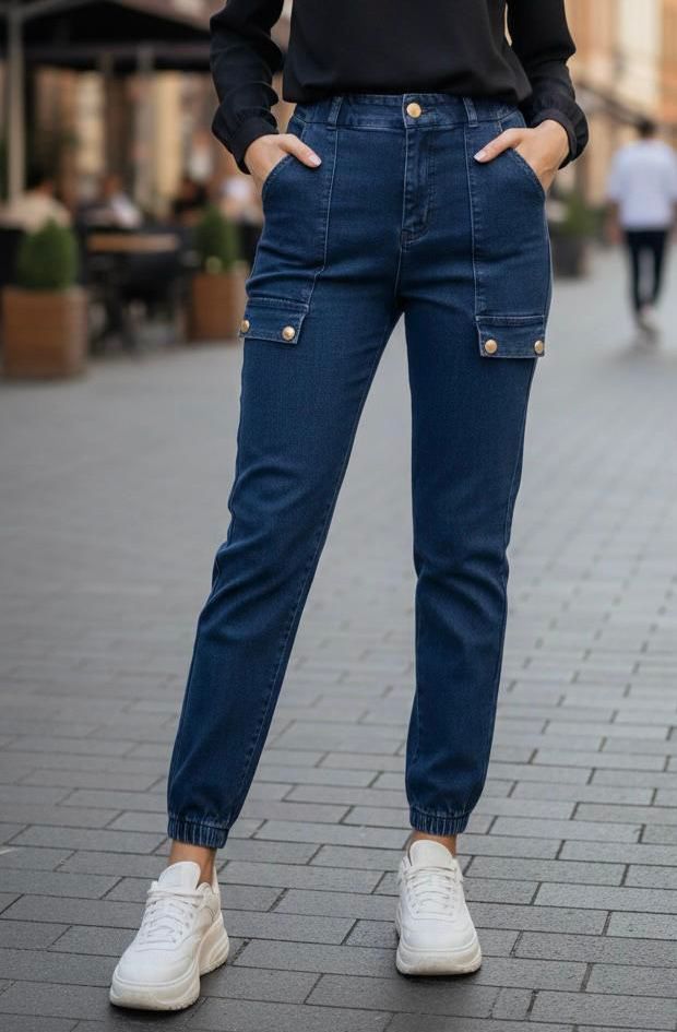 Blugi elastici cu talie înaltă Fea