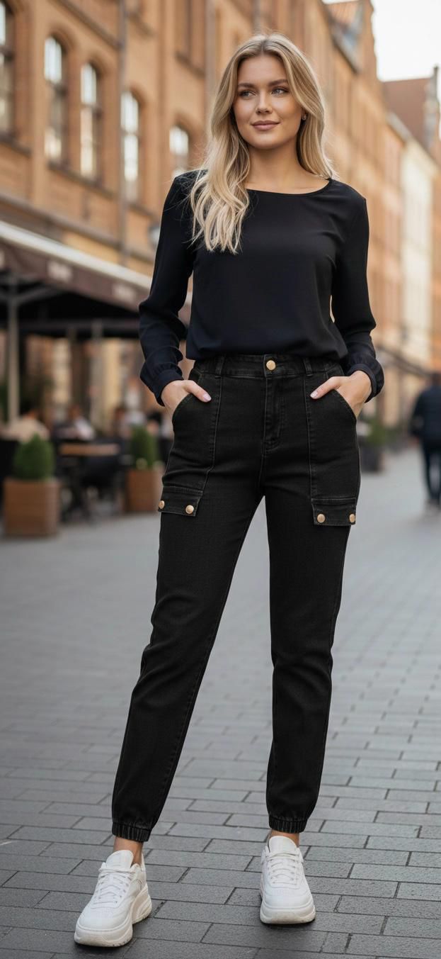 Blugi elastici cu talie înaltă Fea