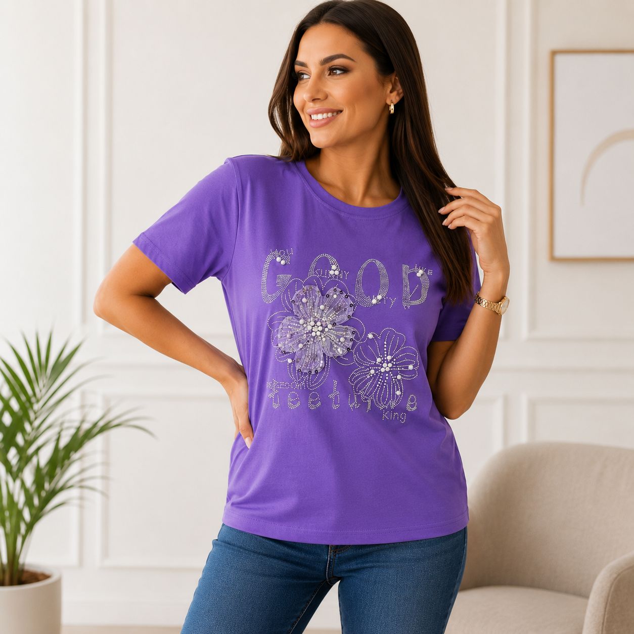 Tricou cu strasuri Gode