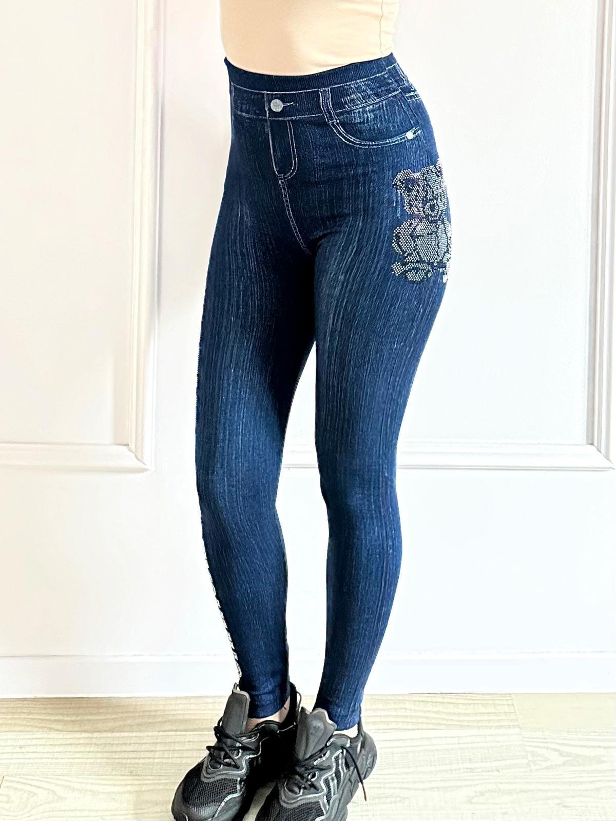 Colanți vătuiți, elastici, talie înaltă Deny