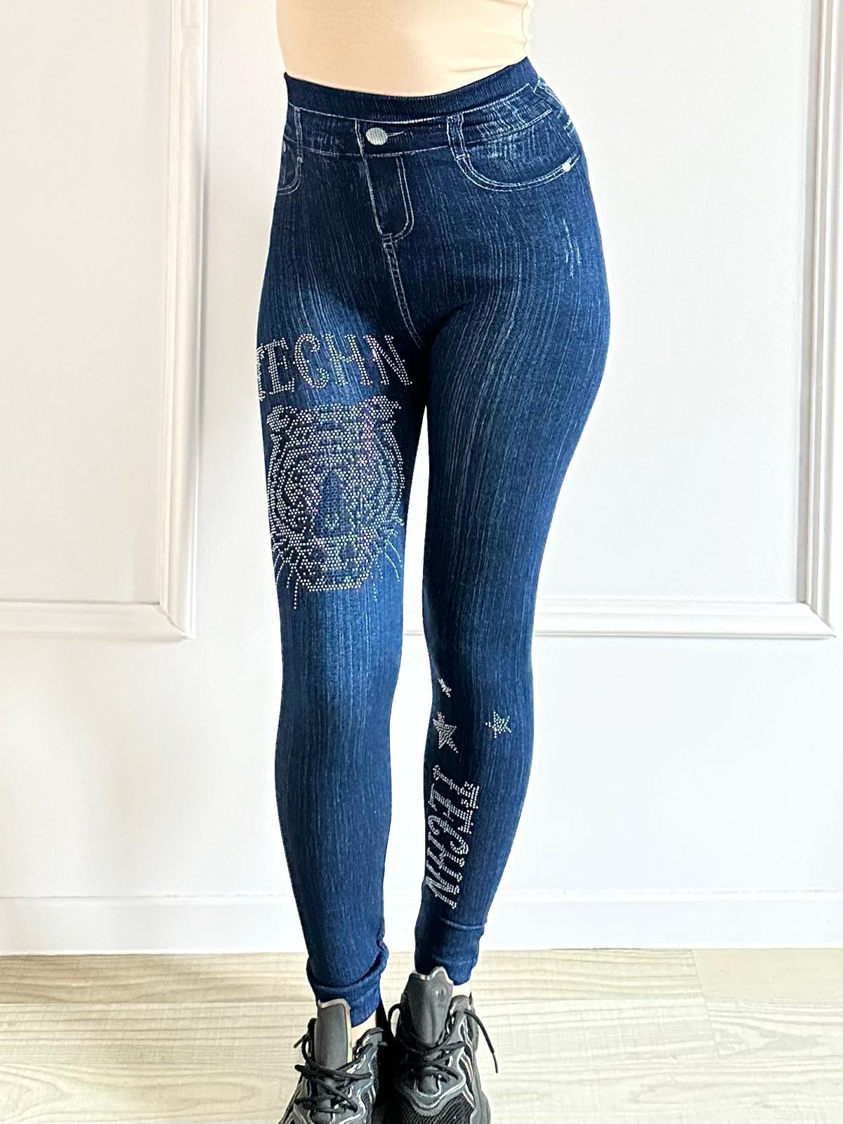 Colanți vătuiți, elastici, talie înaltă Deny