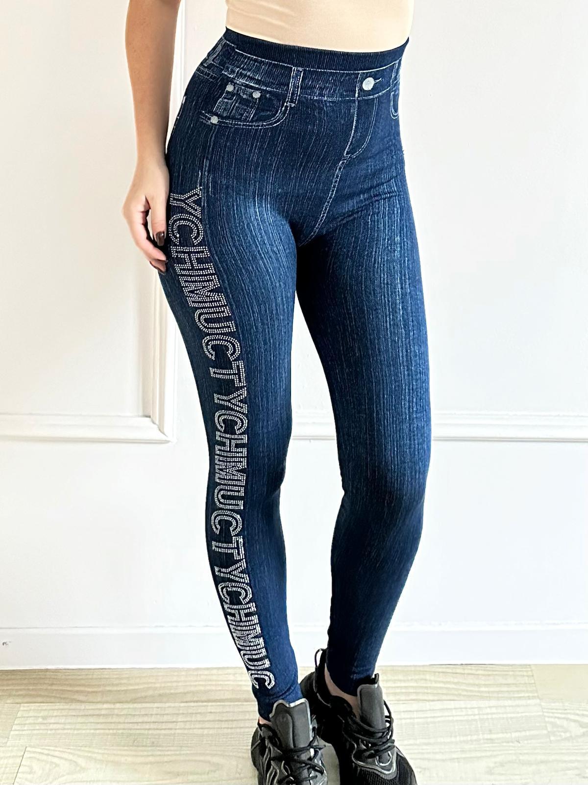 Colanți vătuiți, elastici, talie înaltă Deny