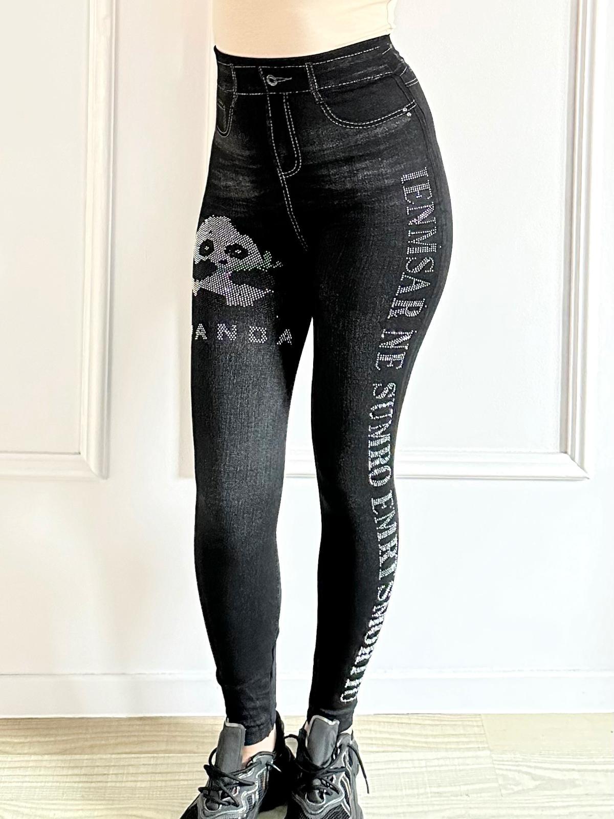 Colanți vătuiți, elastici, talie înaltă Deny