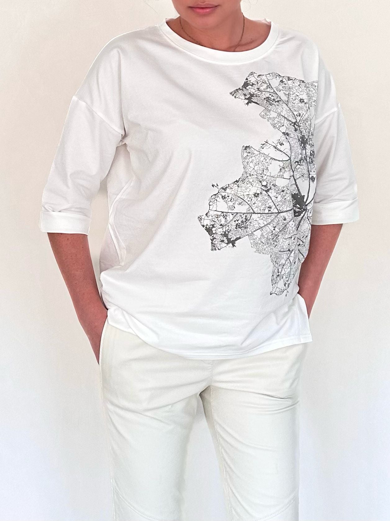 Bluză din bumbac Leaf