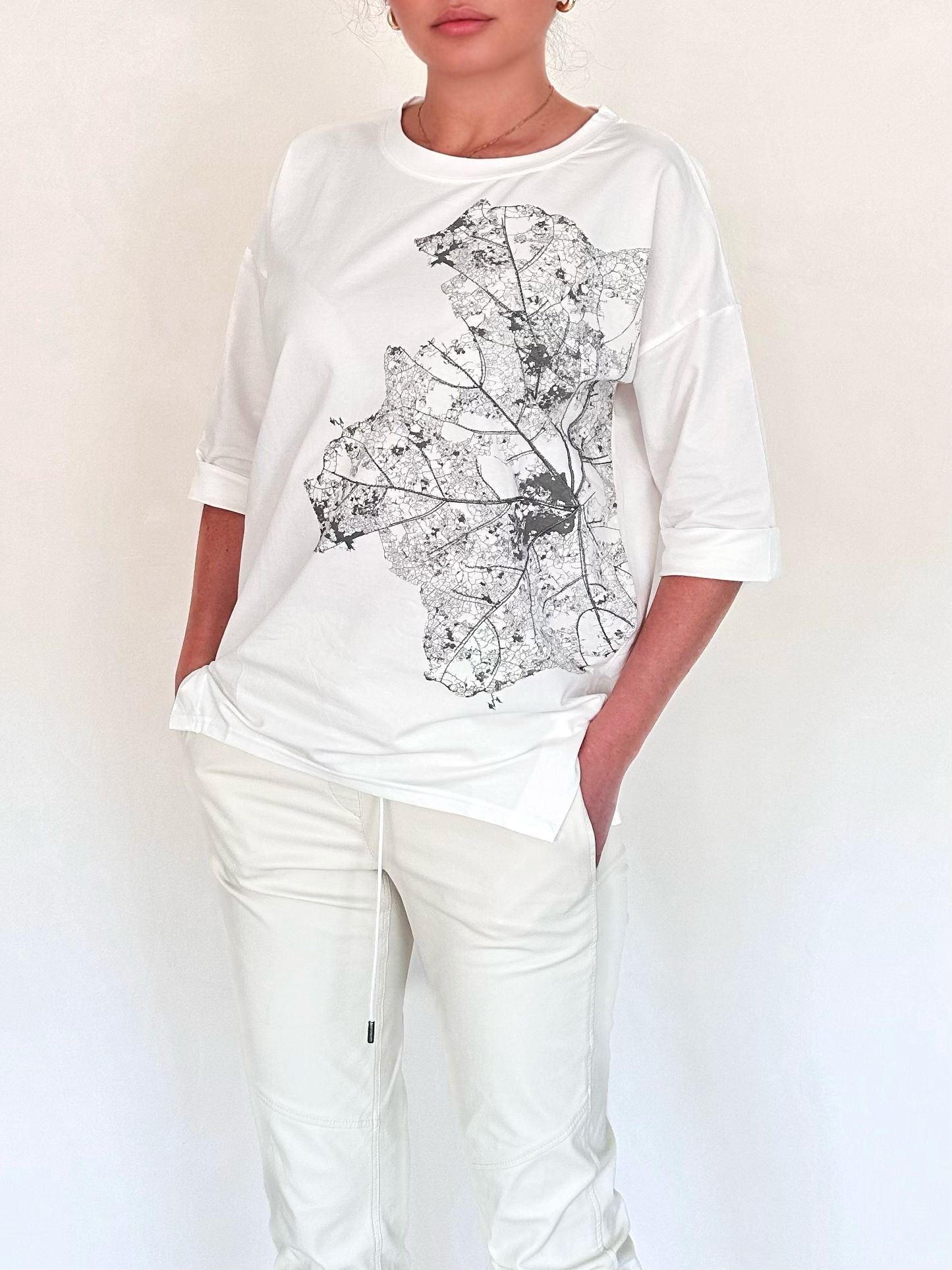 Bluză din bumbac Leaf