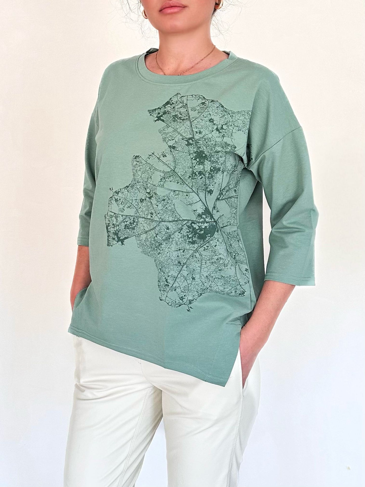 Bluză din bumbac Leaf