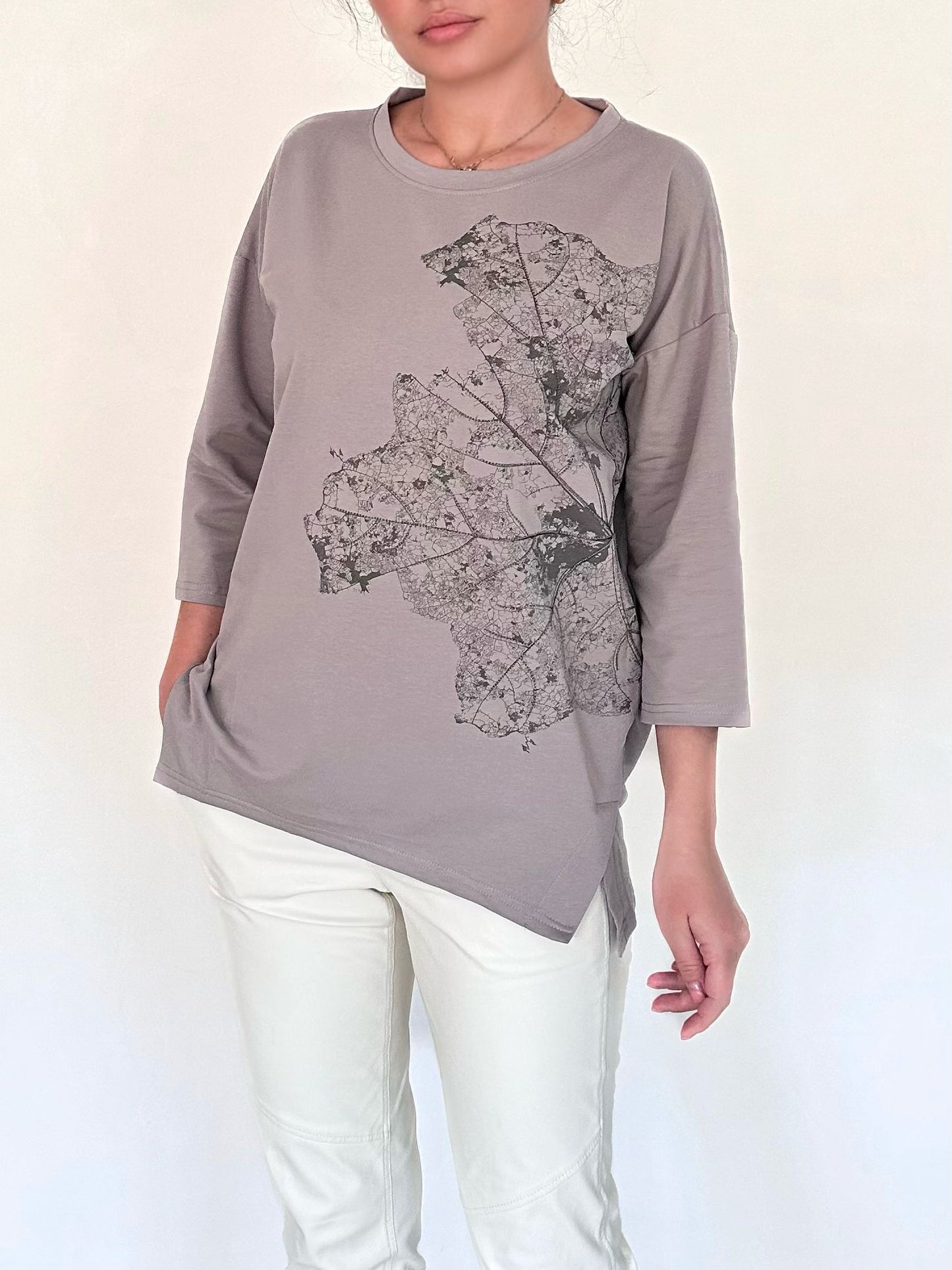 Bluză din bumbac Leaf