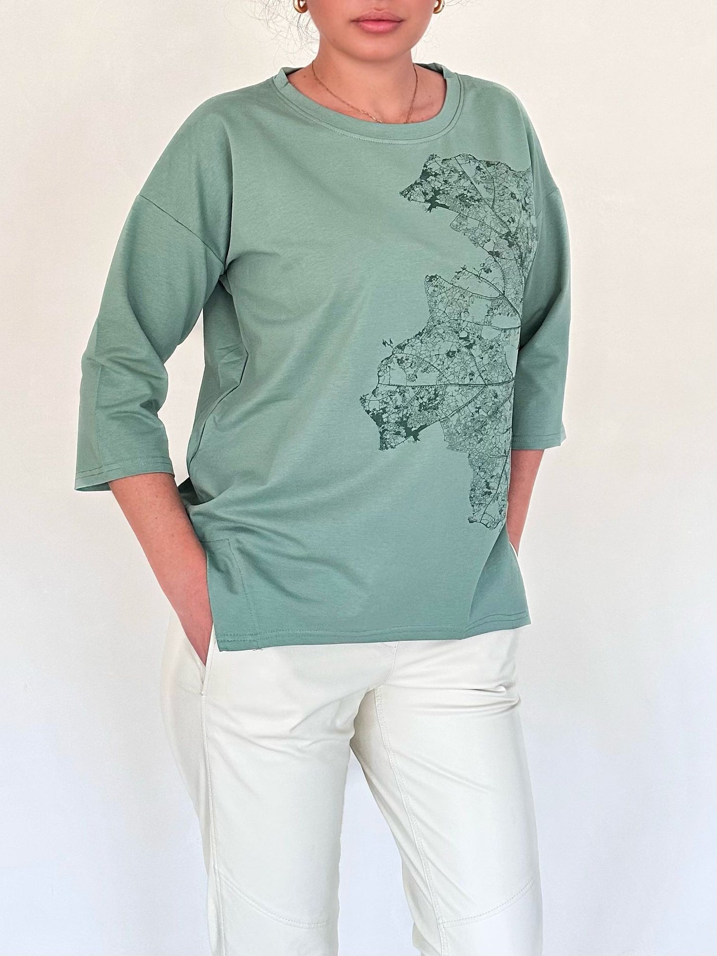 Bluză din bumbac Leaf