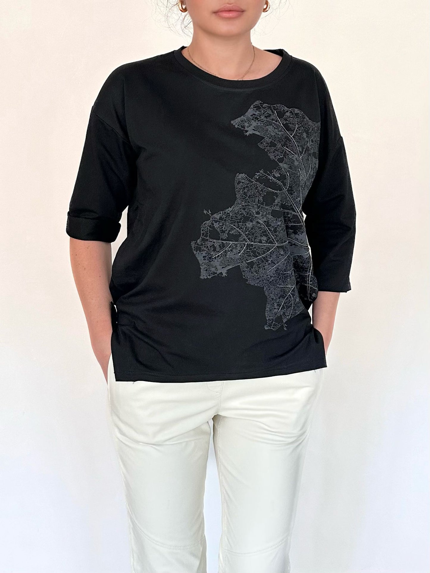 Bluză din bumbac Leaf